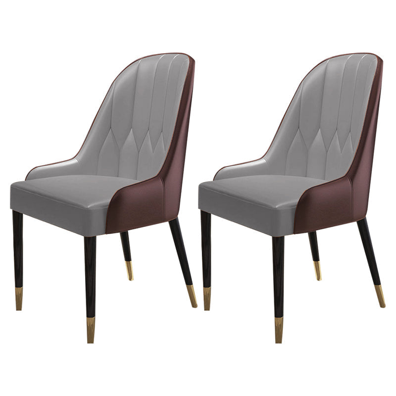 Scandinavian Style Wood Dining Chair Dining Room Armless Parsons Chair (Set of 2) Gray Coffee Clearhalo ' kitchen&dining_furn' 'Dining Chairs' 'Dining Tables & Seating' 'dining_chair' 'furn' 'furn_dining_chair' 'Furniture' 'furniture_dining_chair' 'Kitchen & Dining Furniture' 'kitchen' 4104112