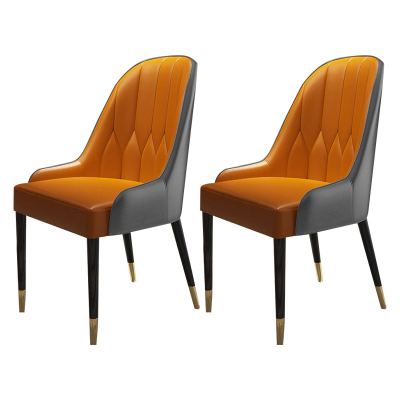 Scandinavian Style Wood Dining Chair Dining Room Armless Parsons Chair (Set of 2) Gray-Orange Clearhalo ' kitchen&dining_furn' 'Dining Chairs' 'Dining Tables & Seating' 'dining_chair' 'furn' 'furn_dining_chair' 'Furniture' 'furniture_dining_chair' 'Kitchen & Dining Furniture' 'kitchen' 4104113