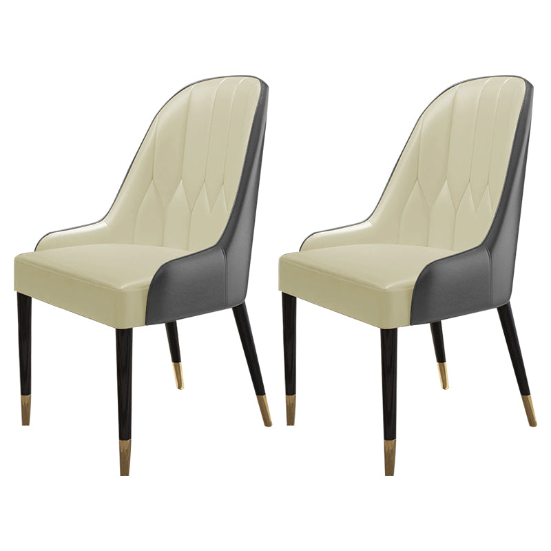 Scandinavian Style Wood Dining Chair Dining Room Armless Parsons Chair (Set of 2) Dark Gray-Yellow Clearhalo ' kitchen&dining_furn' 'Dining Chairs' 'Dining Tables & Seating' 'dining_chair' 'furn' 'furn_dining_chair' 'Furniture' 'furniture_dining_chair' 'Kitchen & Dining Furniture' 'kitchen' 4104120