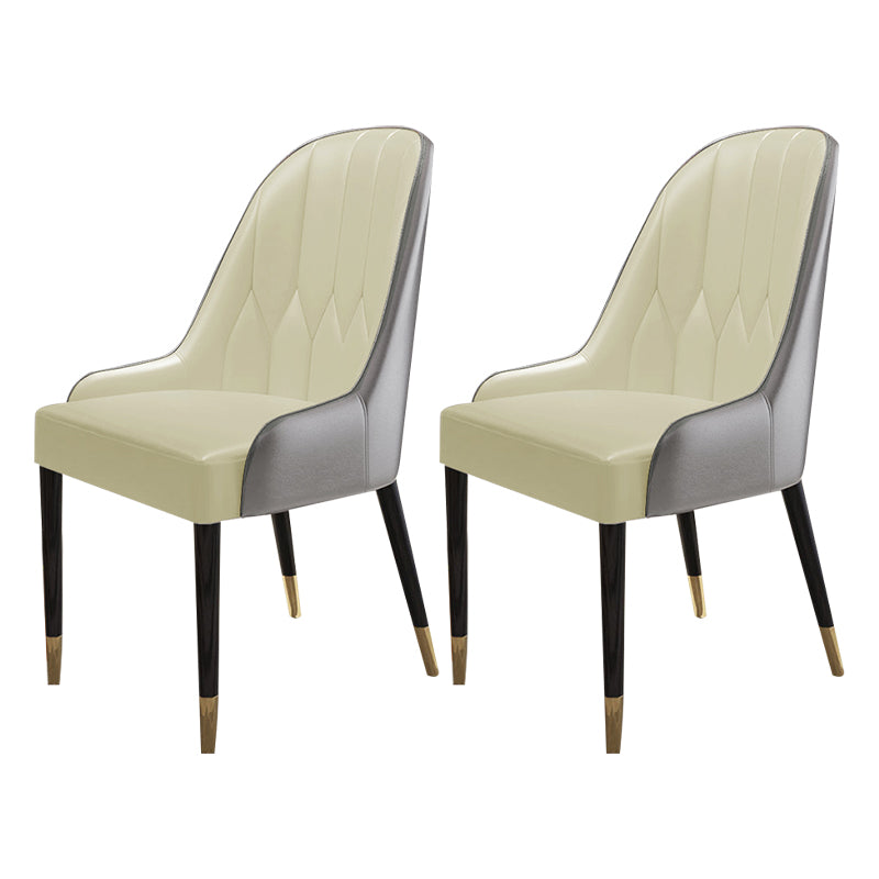 Scandinavian Style Wood Dining Chair Dining Room Armless Parsons Chair (Set of 2) Light Gray-Yellow Clearhalo ' kitchen&dining_furn' 'Dining Chairs' 'Dining Tables & Seating' 'dining_chair' 'furn' 'furn_dining_chair' 'Furniture' 'furniture_dining_chair' 'Kitchen & Dining Furniture' 'kitchen' 4104121