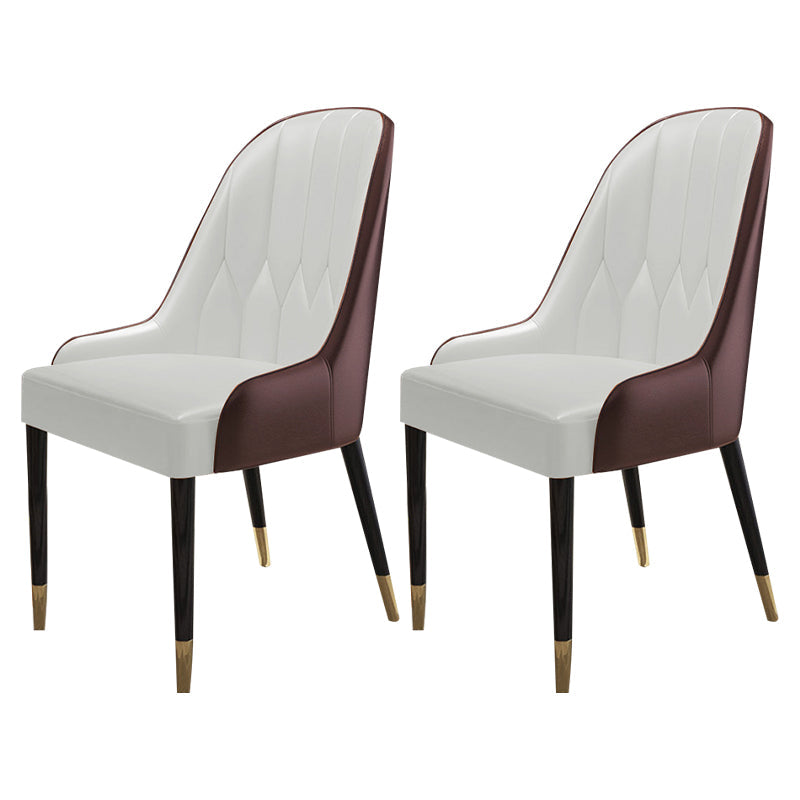 Scandinavian Style Wood Dining Chair Dining Room Armless Parsons Chair (Set of 2) Beige-Coffee Clearhalo ' kitchen&dining_furn' 'Dining Chairs' 'Dining Tables & Seating' 'dining_chair' 'furn' 'furn_dining_chair' 'Furniture' 'furniture_dining_chair' 'Kitchen & Dining Furniture' 'kitchen' 4104122