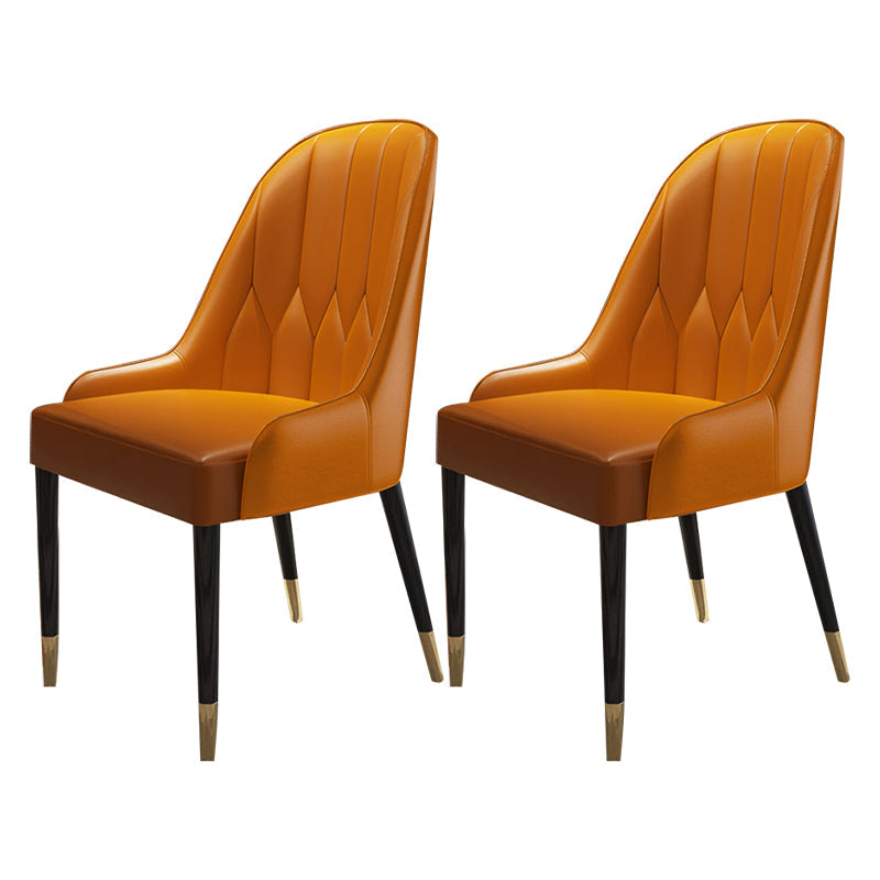 Scandinavian Style Wood Dining Chair Dining Room Armless Parsons Chair (Set of 2) Orange Clearhalo ' kitchen&dining_furn' 'Dining Chairs' 'Dining Tables & Seating' 'dining_chair' 'furn' 'furn_dining_chair' 'Furniture' 'furniture_dining_chair' 'Kitchen & Dining Furniture' 'kitchen' 4104125