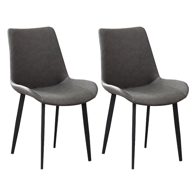 Industrial Style Metal Chair Kitchen Solid Back Dining Side Chairs (Set of 2) Grey Clearhalo ' kitchen&dining_furn' 'Dining Chairs' 'Dining Tables & Seating' 'dining_chair' 'furn' 'furn_dining_chair' 'Furniture' 'furniture_dining_chair' 'Kitchen & Dining Furniture' 'kitchen' 4104129