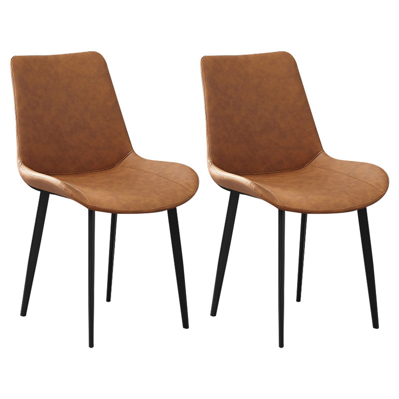 Industrial Style Metal Chair Kitchen Solid Back Dining Side Chairs (Set of 2) Orange Clearhalo ' kitchen&dining_furn' 'Dining Chairs' 'Dining Tables & Seating' 'dining_chair' 'furn' 'furn_dining_chair' 'Furniture' 'furniture_dining_chair' 'Kitchen & Dining Furniture' 'kitchen' 4104136