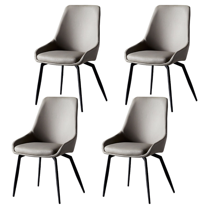 Contemporary Metal Dining Room Chairs Faux Leather Dining Chairs (Set of 4) Grey Clearhalo ' kitchen&dining_furn' 'Dining Chairs' 'Dining Tables & Seating' 'dining_chair' 'Furniture' 'furniture_dining_chair' 'Kitchen & Dining Furniture' 'kitchen' 4104162