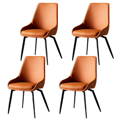 Contemporary Metal Dining Room Chairs Faux Leather Dining Chairs (Set of 4) Orange Clearhalo ' kitchen&dining_furn' 'Dining Chairs' 'Dining Tables & Seating' 'dining_chair' 'Furniture' 'furniture_dining_chair' 'Kitchen & Dining Furniture' 'kitchen' 4104163