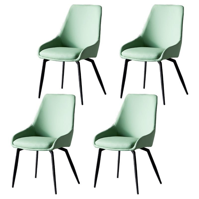 Contemporary Metal Dining Room Chairs Faux Leather Dining Chairs (Set of 4) Light Green Clearhalo ' kitchen&dining_furn' 'Dining Chairs' 'Dining Tables & Seating' 'dining_chair' 'Furniture' 'furniture_dining_chair' 'Kitchen & Dining Furniture' 'kitchen' 4104165