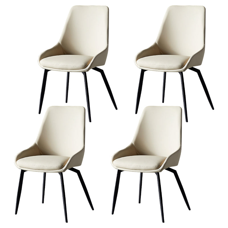 Contemporary Metal Dining Room Chairs Faux Leather Dining Chairs (Set of 4) Cream Clearhalo ' kitchen&dining_furn' 'Dining Chairs' 'Dining Tables & Seating' 'dining_chair' 'Furniture' 'furniture_dining_chair' 'Kitchen & Dining Furniture' 'kitchen' 4104167