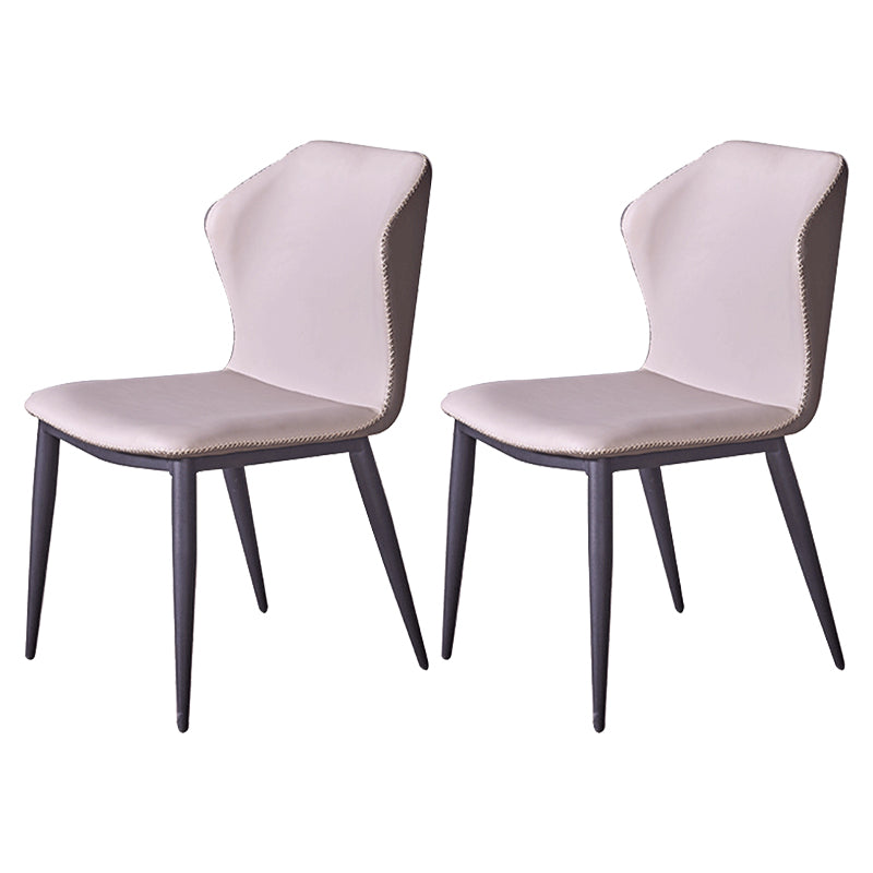 Industrial Style Wingback Dining Chairs Leather Dining Armless Chairs (Set of 2) Light Gray Clearhalo ' kitchen&dining_furn' 'Dining Chairs' 'Dining Tables & Seating' 'dining_chair' 'furn' 'furn_dining_chair' 'Furniture' 'furniture_dining_chair' 'Kitchen & Dining Furniture' 'kitchen' 4104178