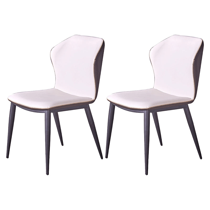 Industrial Style Wingback Dining Chairs Leather Dining Armless Chairs (Set of 2) White Clearhalo ' kitchen&dining_furn' 'Dining Chairs' 'Dining Tables & Seating' 'dining_chair' 'furn' 'furn_dining_chair' 'Furniture' 'furniture_dining_chair' 'Kitchen & Dining Furniture' 'kitchen' 4104180