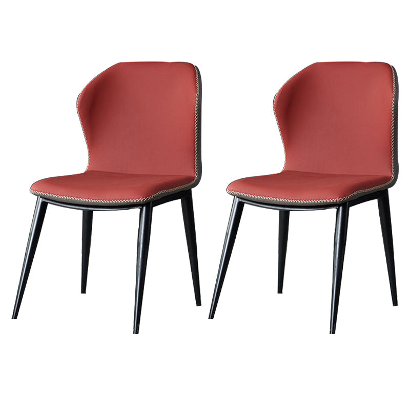 Industrial Style Wingback Dining Chairs Leather Dining Armless Chairs (Set of 2) Red Clearhalo ' kitchen&dining_furn' 'Dining Chairs' 'Dining Tables & Seating' 'dining_chair' 'furn' 'furn_dining_chair' 'Furniture' 'furniture_dining_chair' 'Kitchen & Dining Furniture' 'kitchen' 4104181