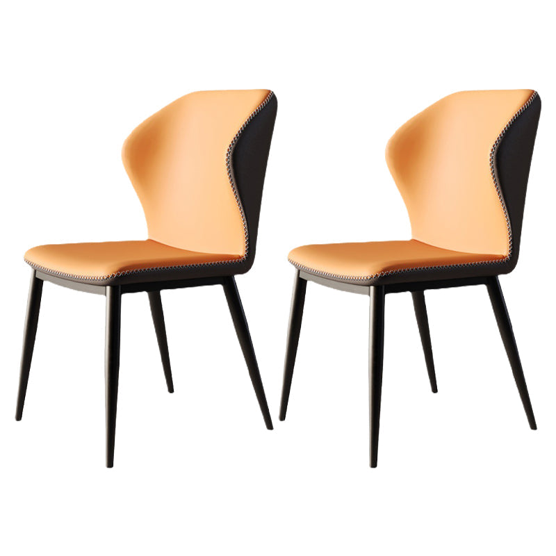 Industrial Style Wingback Dining Chairs Leather Dining Armless Chairs (Set of 2) Orange Clearhalo ' kitchen&dining_furn' 'Dining Chairs' 'Dining Tables & Seating' 'dining_chair' 'furn' 'furn_dining_chair' 'Furniture' 'furniture_dining_chair' 'Kitchen & Dining Furniture' 'kitchen' 4104184