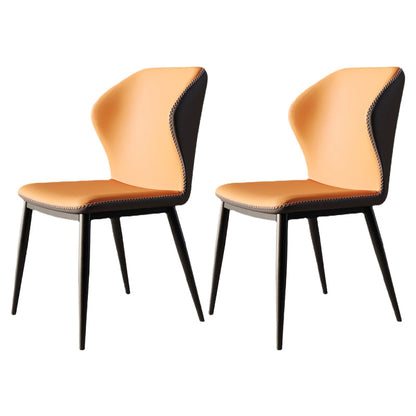 Industrial Style Wingback Dining Chairs Leather Dining Armless Chairs (Set of 2) Orange Clearhalo ' kitchen&dining_furn' 'Dining Chairs' 'Dining Tables & Seating' 'dining_chair' 'furn' 'furn_dining_chair' 'Furniture' 'furniture_dining_chair' 'Kitchen & Dining Furniture' 'kitchen' 4104184