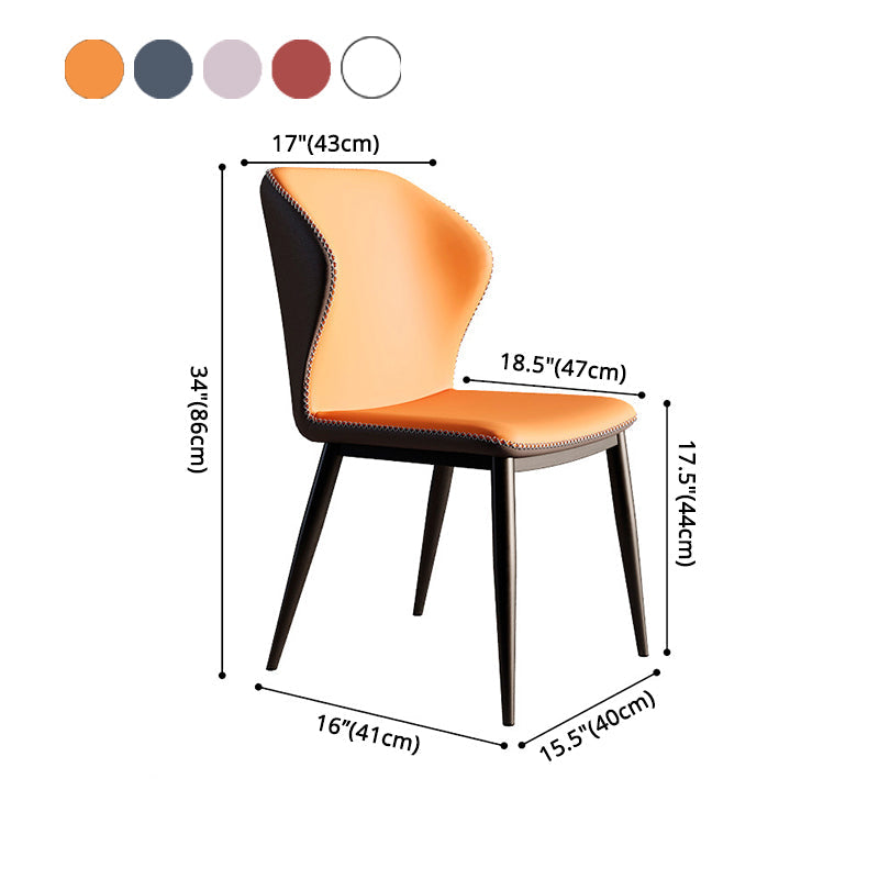 Industrial Style Wingback Dining Chairs Leather Dining Armless Chairs (Set of 2) Clearhalo ' kitchen&dining_furn' 'Dining Chairs' 'Dining Tables & Seating' 'dining_chair' 'furn' 'furn_dining_chair' 'Furniture' 'furniture_dining_chair' 'Kitchen & Dining Furniture' 'kitchen' 4104194