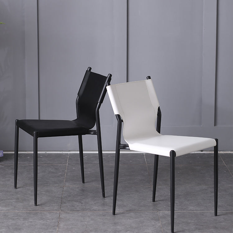 Industrial Style Leather Dining Chairs Solid Back Armless Dining Side Chairs (Set of 2) Clearhalo ' kitchen&dining_furn' 'Dining Chairs' 'Dining Tables & Seating' 'dining_chair' 'furn' 'furn_dining_chair' 'Furniture' 'furniture_dining_chair' 'Kitchen & Dining Furniture' 'kitchen' 4104202