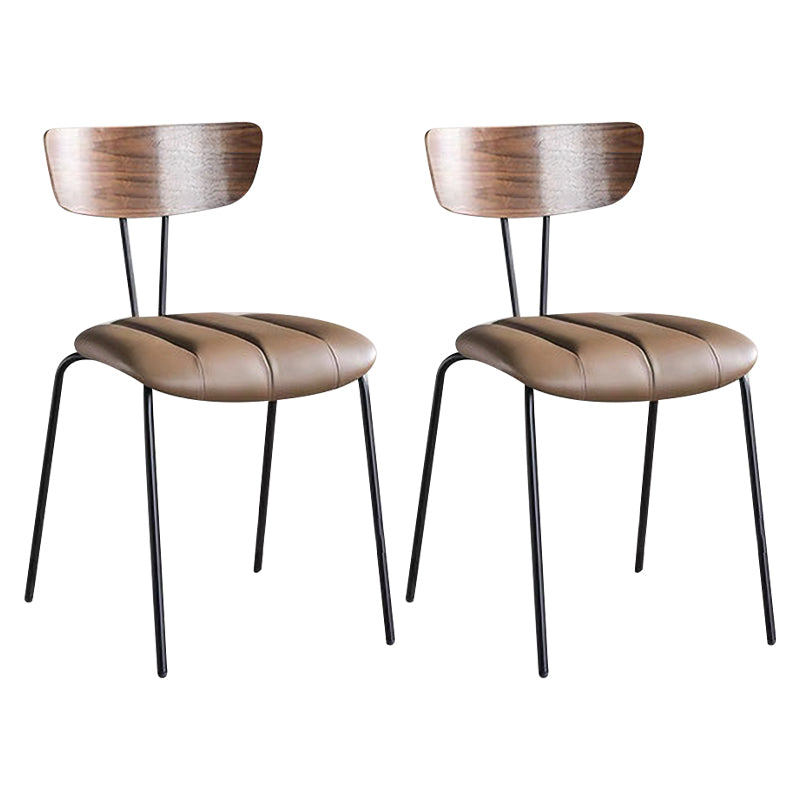 Industrial Style Open Back Dining Side Chair Upholstered Armless Dining Chair (Set of 2) Brown Clearhalo ' kitchen&dining_furn' 'Dining Chairs' 'Dining Tables & Seating' 'dining_chair' 'furn' 'furn_dining_chair' 'Furniture' 'furniture_dining_chair' 'Kitchen & Dining Furniture' 'kitchen' 4104231