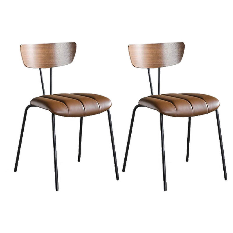 Industrial Style Open Back Dining Side Chair Upholstered Armless Dining Chair (Set of 2) Light Coffee Clearhalo ' kitchen&dining_furn' 'Dining Chairs' 'Dining Tables & Seating' 'dining_chair' 'furn' 'furn_dining_chair' 'Furniture' 'furniture_dining_chair' 'Kitchen & Dining Furniture' 'kitchen' 4104235