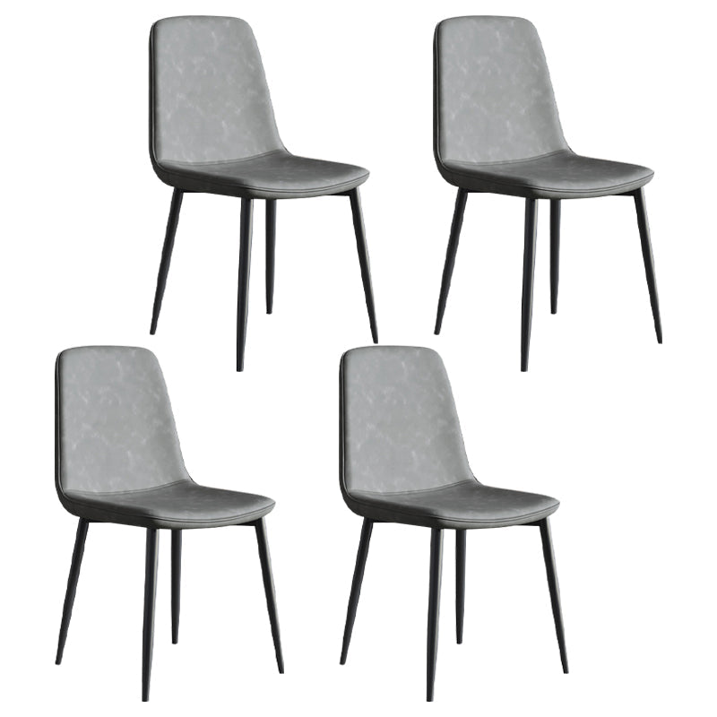 Industrial Metal Dining Room Chair PU Leather Armless Chairs for Home Use (Set of 4) Dark Gray Clearhalo ' kitchen&dining_furn' 'Dining Chairs' 'Dining Tables & Seating' 'dining_chair' 'Furniture' 'furniture_dining_chair' 'Kitchen & Dining Furniture' 'kitchen' 4104248