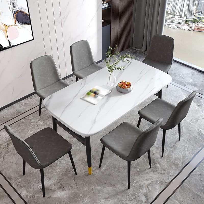 Industrial Metal Dining Room Chair PU Leather Armless Chairs for Home Use (Set of 4) Clearhalo ' kitchen&dining_furn' 'Dining Chairs' 'Dining Tables & Seating' 'dining_chair' 'Furniture' 'furniture_dining_chair' 'Kitchen & Dining Furniture' 'kitchen' 4104250
