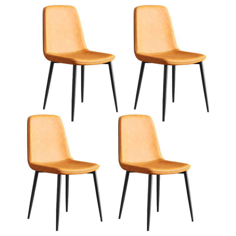 Industrial Metal Dining Room Chair PU Leather Armless Chairs for Home Use (Set of 4) Yellow Clearhalo ' kitchen&dining_furn' 'Dining Chairs' 'Dining Tables & Seating' 'dining_chair' 'Furniture' 'furniture_dining_chair' 'Kitchen & Dining Furniture' 'kitchen' 4104252