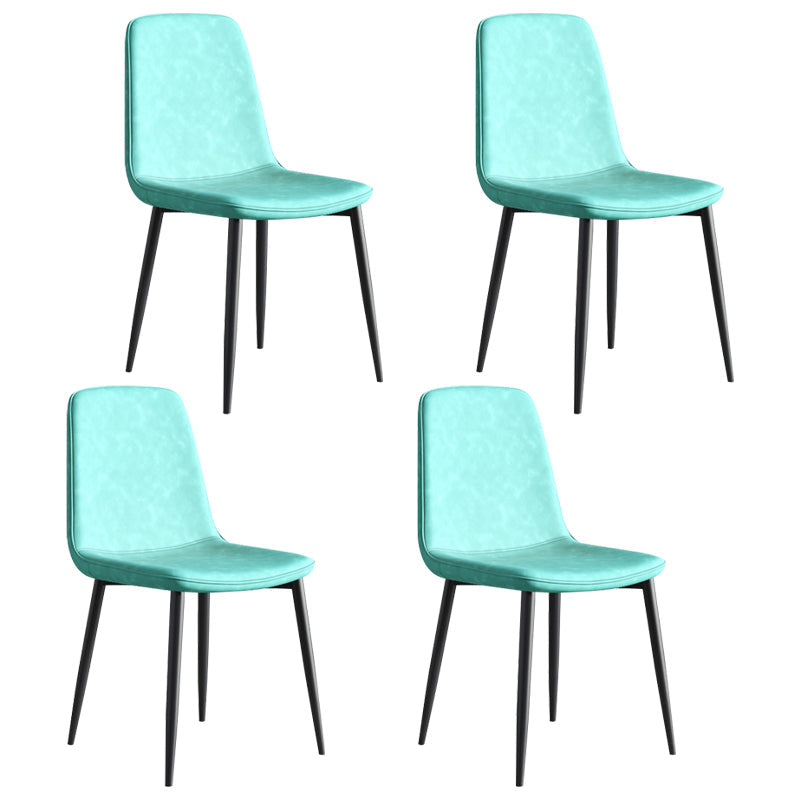 Industrial Metal Dining Room Chair PU Leather Armless Chairs for Home Use (Set of 4) Sky Blue Clearhalo ' kitchen&dining_furn' 'Dining Chairs' 'Dining Tables & Seating' 'dining_chair' 'Furniture' 'furniture_dining_chair' 'Kitchen & Dining Furniture' 'kitchen' 4104253