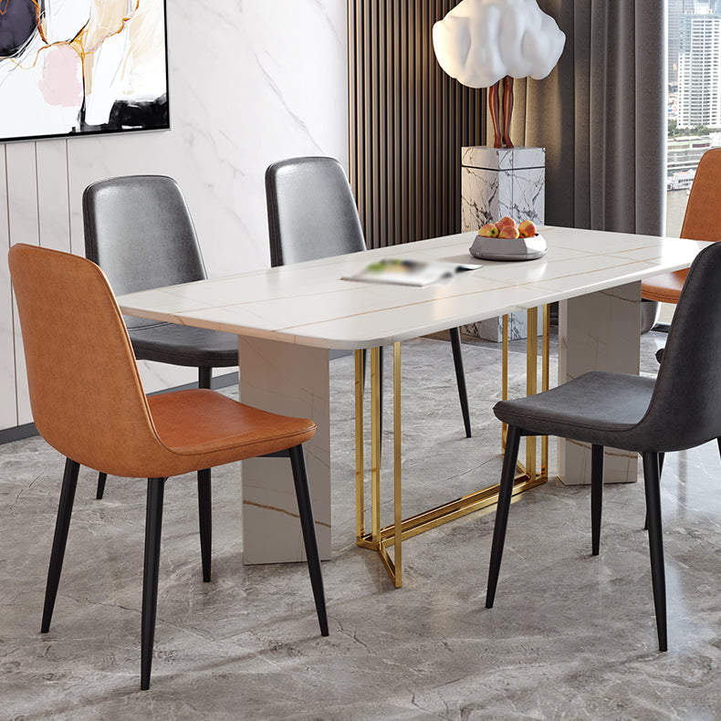 Industrial Metal Dining Room Chair PU Leather Armless Chairs for Home Use (Set of 4) Clearhalo ' kitchen&dining_furn' 'Dining Chairs' 'Dining Tables & Seating' 'dining_chair' 'Furniture' 'furniture_dining_chair' 'Kitchen & Dining Furniture' 'kitchen' 4104254