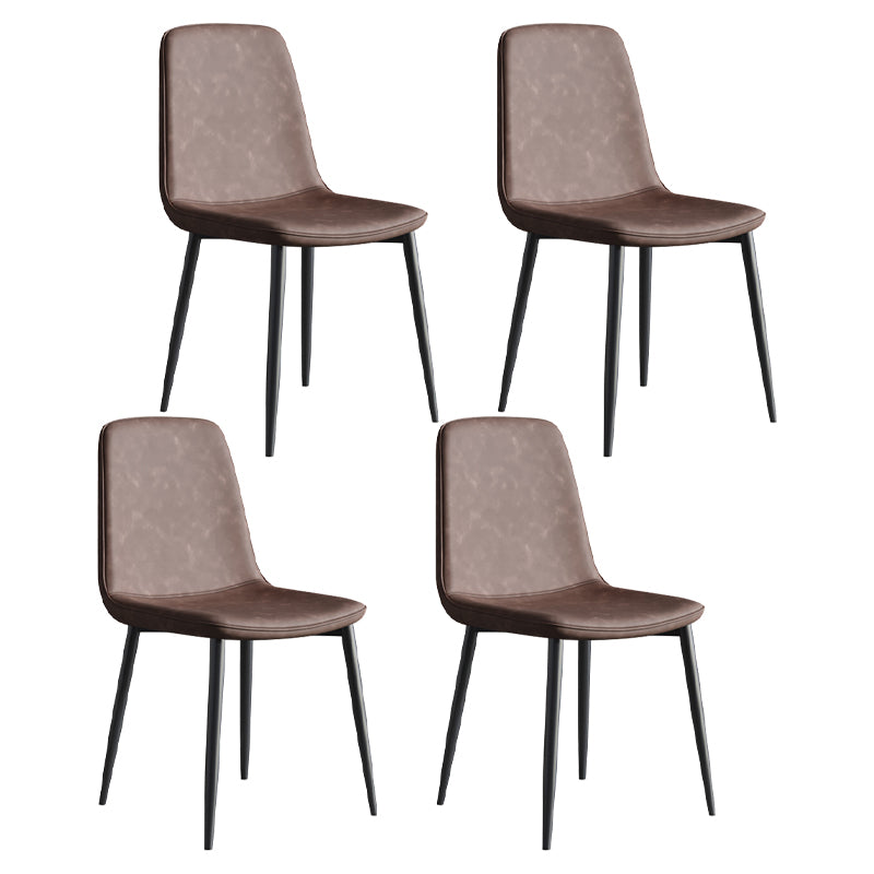 Industrial Metal Dining Room Chair PU Leather Armless Chairs for Home Use (Set of 4) Dark Brown Clearhalo ' kitchen&dining_furn' 'Dining Chairs' 'Dining Tables & Seating' 'dining_chair' 'Furniture' 'furniture_dining_chair' 'Kitchen & Dining Furniture' 'kitchen' 4104255