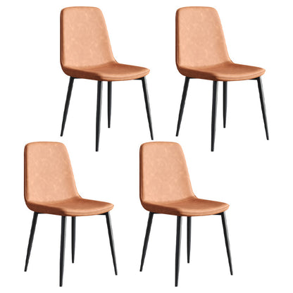 Industrial Metal Dining Room Chair PU Leather Armless Chairs for Home Use (Set of 4) Light Coffee Clearhalo ' kitchen&dining_furn' 'Dining Chairs' 'Dining Tables & Seating' 'dining_chair' 'Furniture' 'furniture_dining_chair' 'Kitchen & Dining Furniture' 'kitchen' 4104257