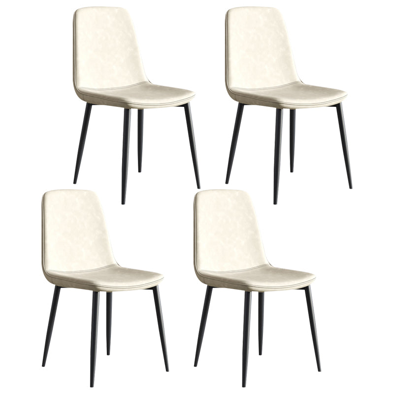 Industrial Metal Dining Room Chair PU Leather Armless Chairs for Home Use (Set of 4) Off-White Clearhalo ' kitchen&dining_furn' 'Dining Chairs' 'Dining Tables & Seating' 'dining_chair' 'Furniture' 'furniture_dining_chair' 'Kitchen & Dining Furniture' 'kitchen' 4104259