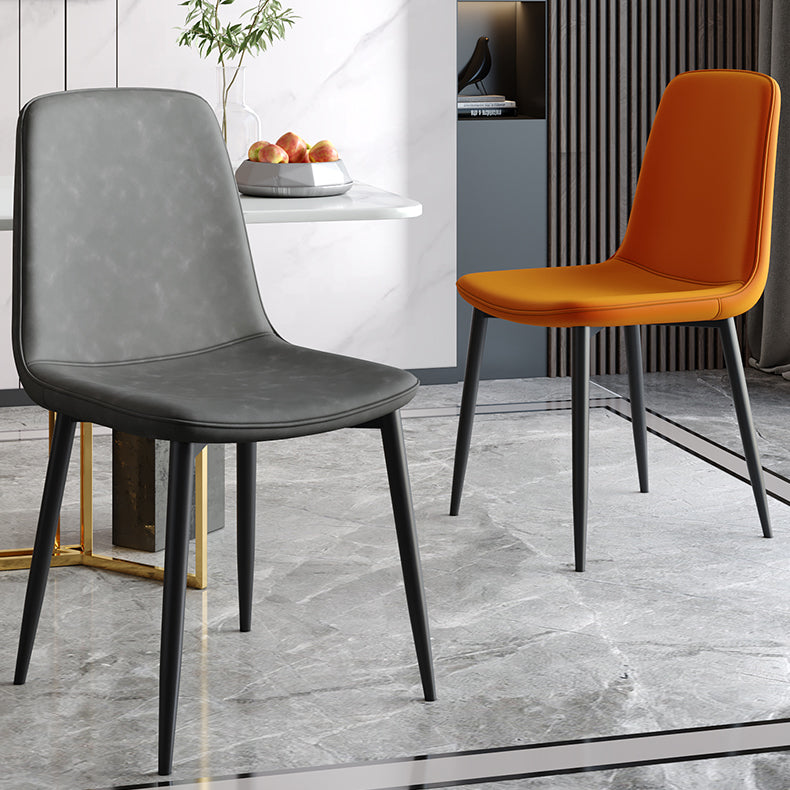 Industrial Metal Dining Room Chair PU Leather Armless Chairs for Home Use (Set of 4) Clearhalo ' kitchen&dining_furn' 'Dining Chairs' 'Dining Tables & Seating' 'dining_chair' 'Furniture' 'furniture_dining_chair' 'Kitchen & Dining Furniture' 'kitchen' 4104263