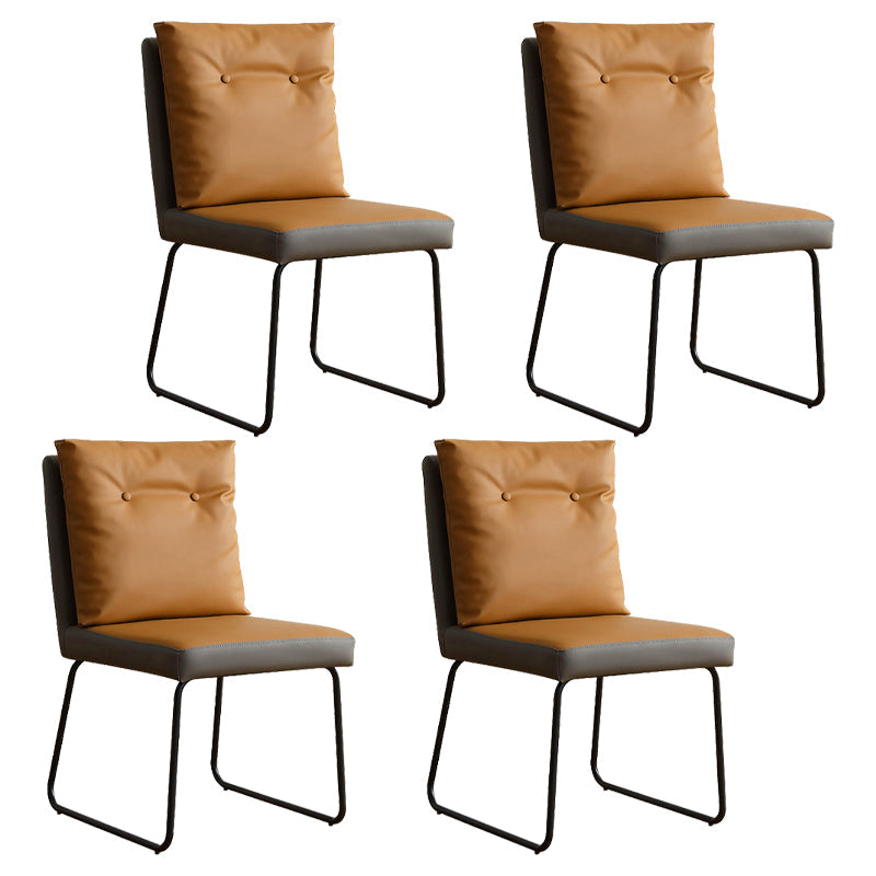 Industrial Style Leather Dining Chairs Upholstered Solid Back Armless Chairs Yellow 4 Piece Set Clearhalo ' kitchen&dining_furn' 'Dining Chairs' 'Dining Tables & Seating' 'dining_chair' 'furn' 'furn_dining_chair' 'Furniture' 'furniture_dining_chair' 'Kitchen & Dining Furniture' 'kitchen' 4104269