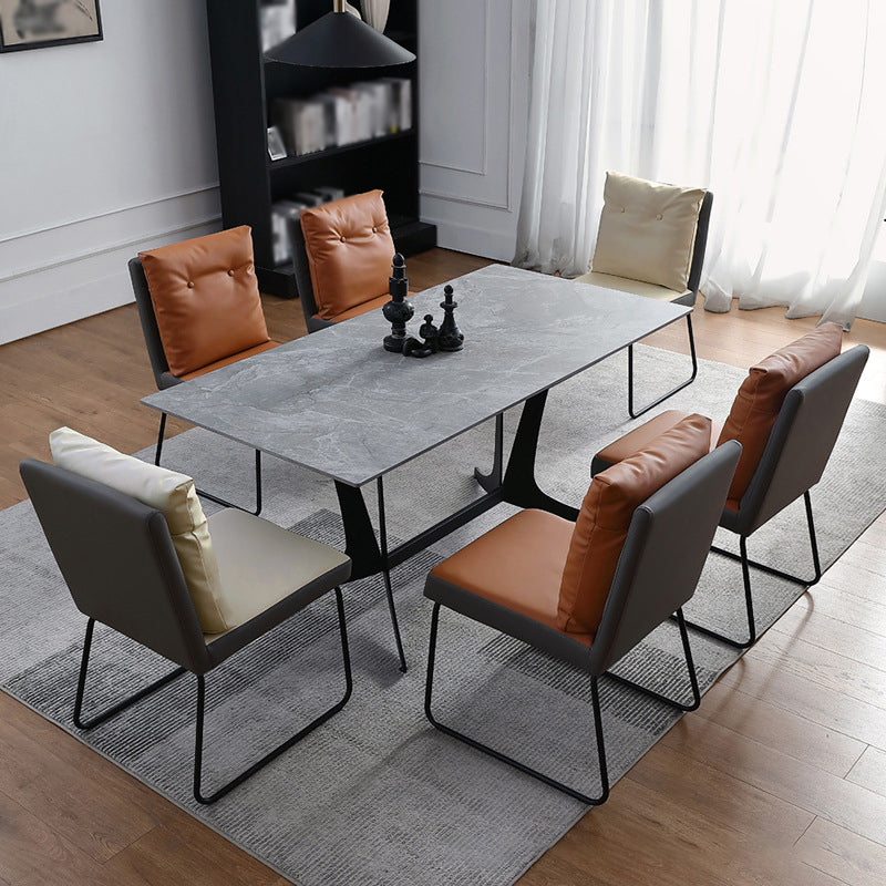 Industrial Style Leather Dining Chairs Upholstered Solid Back Armless Chairs Clearhalo ' kitchen&dining_furn' 'Dining Chairs' 'Dining Tables & Seating' 'dining_chair' 'furn' 'furn_dining_chair' 'Furniture' 'furniture_dining_chair' 'Kitchen & Dining Furniture' 'kitchen' 4104270