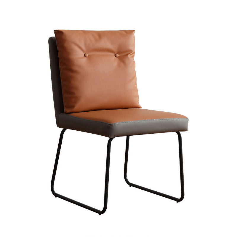 Industrial Style Leather Dining Chairs Upholstered Solid Back Armless Chairs Orange 1 Piece Clearhalo ' kitchen&dining_furn' 'Dining Chairs' 'Dining Tables & Seating' 'dining_chair' 'furn' 'furn_dining_chair' 'Furniture' 'furniture_dining_chair' 'Kitchen & Dining Furniture' 'kitchen' 4104271