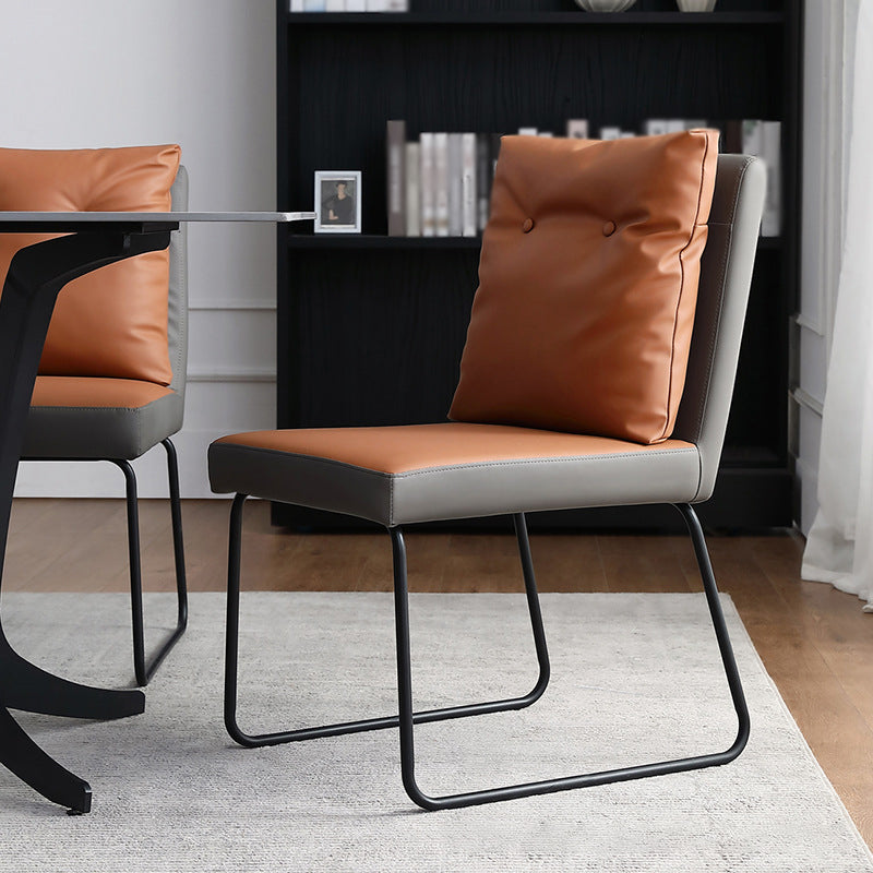 Industrial Style Leather Dining Chairs Upholstered Solid Back Armless Chairs Clearhalo ' kitchen&dining_furn' 'Dining Chairs' 'Dining Tables & Seating' 'dining_chair' 'furn' 'furn_dining_chair' 'Furniture' 'furniture_dining_chair' 'Kitchen & Dining Furniture' 'kitchen' 4104272