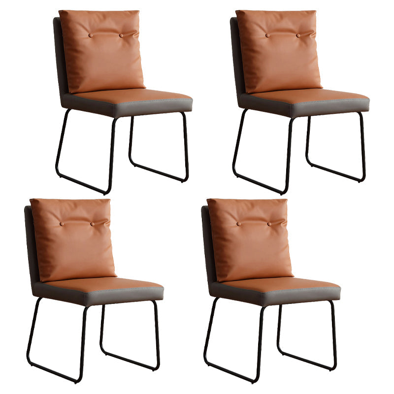Industrial Style Leather Dining Chairs Upholstered Solid Back Armless Chairs Orange 4 Piece Set Clearhalo ' kitchen&dining_furn' 'Dining Chairs' 'Dining Tables & Seating' 'dining_chair' 'furn' 'furn_dining_chair' 'Furniture' 'furniture_dining_chair' 'Kitchen & Dining Furniture' 'kitchen' 4104275