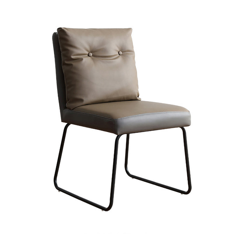 Industrial Style Leather Dining Chairs Upholstered Solid Back Armless Chairs Khaki 1 Piece Clearhalo ' kitchen&dining_furn' 'Dining Chairs' 'Dining Tables & Seating' 'dining_chair' 'furn' 'furn_dining_chair' 'Furniture' 'furniture_dining_chair' 'Kitchen & Dining Furniture' 'kitchen' 4104278