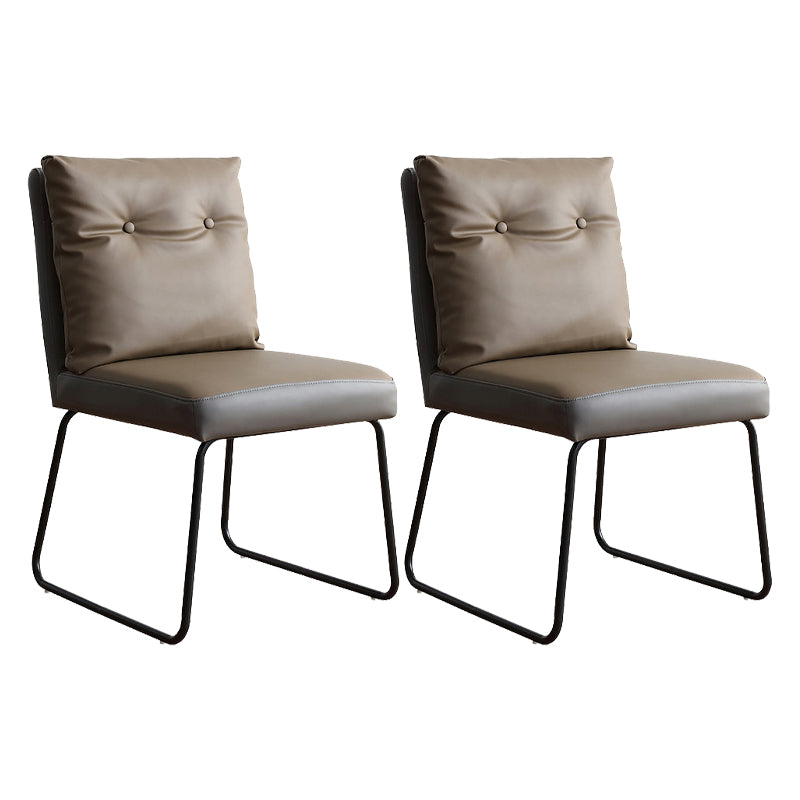Industrial Style Leather Dining Chairs Upholstered Solid Back Armless Chairs Khaki 2 Piece Set Clearhalo ' kitchen&dining_furn' 'Dining Chairs' 'Dining Tables & Seating' 'dining_chair' 'furn' 'furn_dining_chair' 'Furniture' 'furniture_dining_chair' 'Kitchen & Dining Furniture' 'kitchen' 4104279