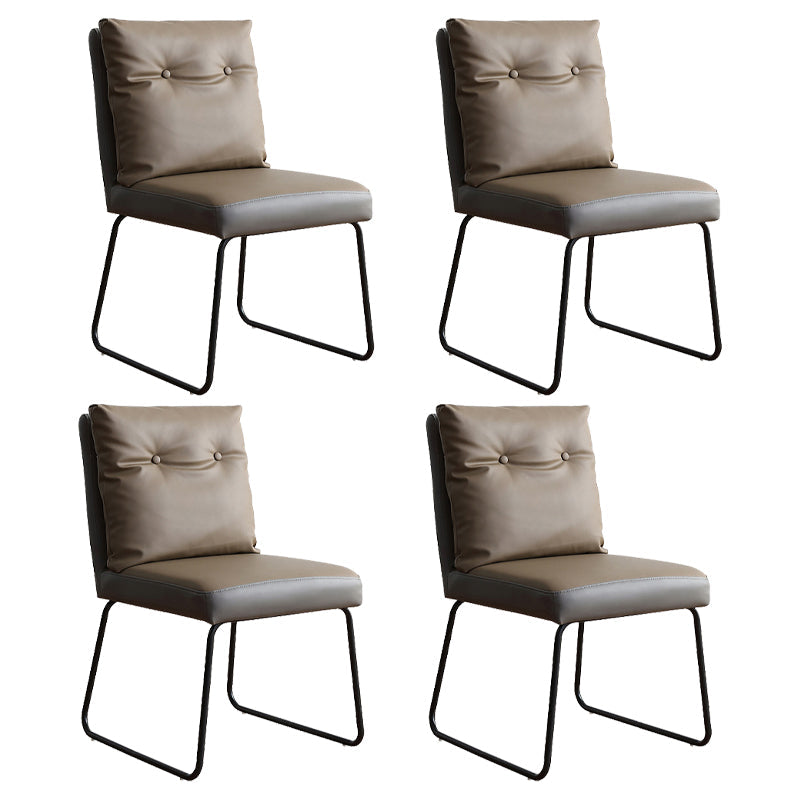 Industrial Style Leather Dining Chairs Upholstered Solid Back Armless Chairs Khaki 4 Piece Set Clearhalo ' kitchen&dining_furn' 'Dining Chairs' 'Dining Tables & Seating' 'dining_chair' 'furn' 'furn_dining_chair' 'Furniture' 'furniture_dining_chair' 'Kitchen & Dining Furniture' 'kitchen' 4104281