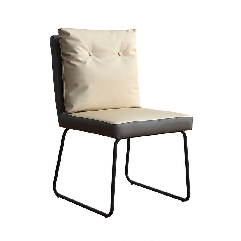 Industrial Style Leather Dining Chairs Upholstered Solid Back Armless Chairs Beige 1 Piece Clearhalo ' kitchen&dining_furn' 'Dining Chairs' 'Dining Tables & Seating' 'dining_chair' 'furn' 'furn_dining_chair' 'Furniture' 'furniture_dining_chair' 'Kitchen & Dining Furniture' 'kitchen' 4104283