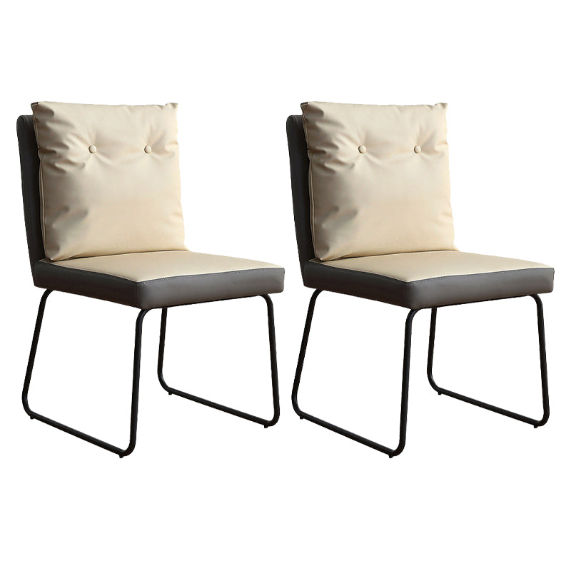 Industrial Style Leather Dining Chairs Upholstered Solid Back Armless Chairs Beige 2 Piece Set Clearhalo ' kitchen&dining_furn' 'Dining Chairs' 'Dining Tables & Seating' 'dining_chair' 'furn' 'furn_dining_chair' 'Furniture' 'furniture_dining_chair' 'Kitchen & Dining Furniture' 'kitchen' 4104285