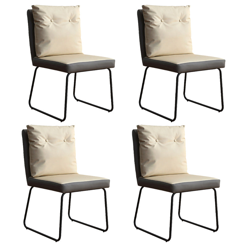 Industrial Style Leather Dining Chairs Upholstered Solid Back Armless Chairs Beige 4 Piece Set Clearhalo ' kitchen&dining_furn' 'Dining Chairs' 'Dining Tables & Seating' 'dining_chair' 'furn' 'furn_dining_chair' 'Furniture' 'furniture_dining_chair' 'Kitchen & Dining Furniture' 'kitchen' 4104286