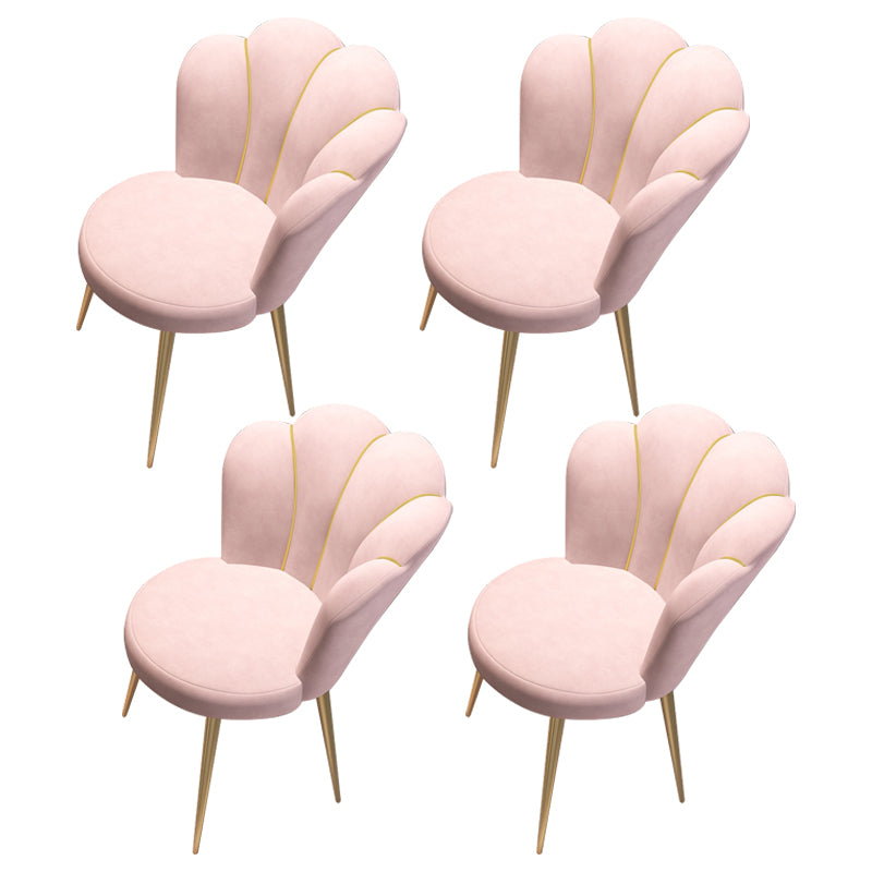 Glam Metal Dining Armless Chair Velvet Side Chair for Restaurant (Set of 4) Pink Clearhalo ' kitchen&dining_furn' 'Dining Chairs' 'Dining Tables & Seating' 'dining_chair' 'furn' 'furn_dining_chair' 'Furniture' 'furniture_dining_chair' 'Kitchen & Dining Furniture' 'kitchen' 4104290