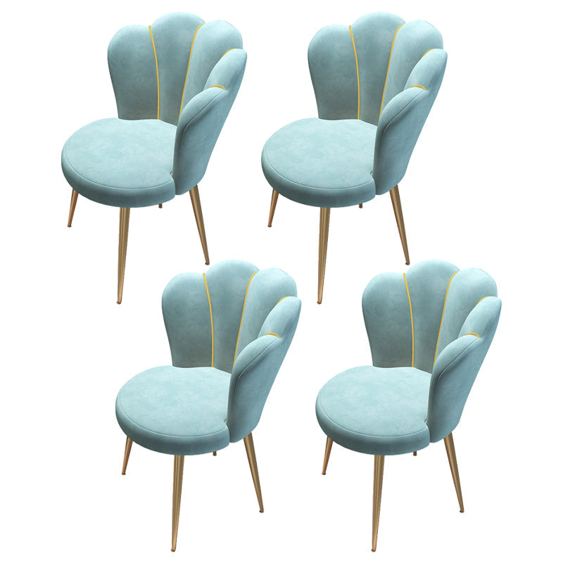 Glam Metal Dining Armless Chair Velvet Side Chair for Restaurant (Set of 4) Lake Blue Clearhalo ' kitchen&dining_furn' 'Dining Chairs' 'Dining Tables & Seating' 'dining_chair' 'furn' 'furn_dining_chair' 'Furniture' 'furniture_dining_chair' 'Kitchen & Dining Furniture' 'kitchen' 4104292