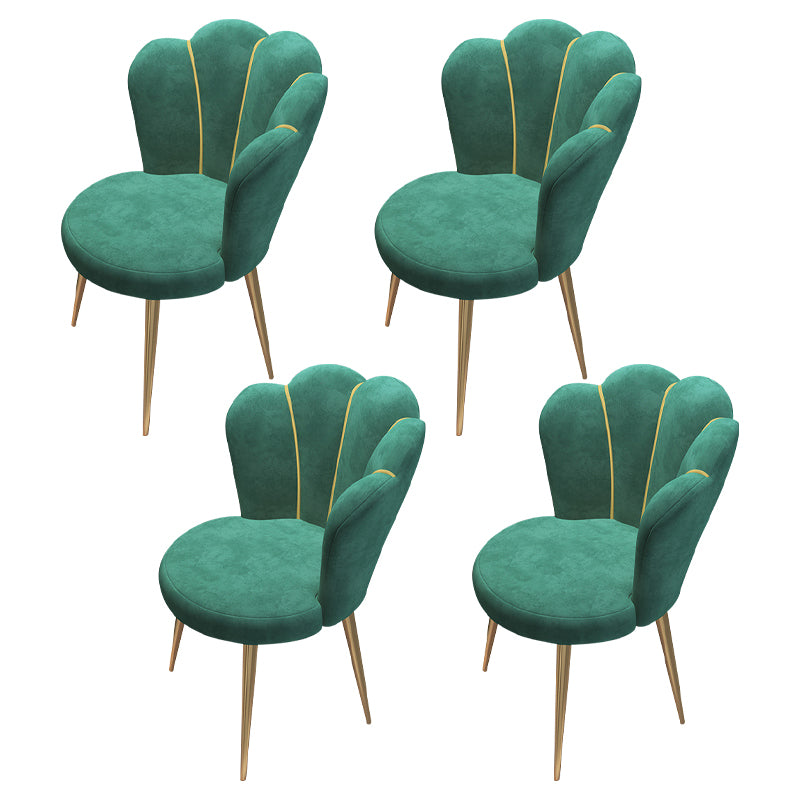 Glam Metal Dining Armless Chair Velvet Side Chair for Restaurant (Set of 4) Blackish Green Clearhalo ' kitchen&dining_furn' 'Dining Chairs' 'Dining Tables & Seating' 'dining_chair' 'furn' 'furn_dining_chair' 'Furniture' 'furniture_dining_chair' 'Kitchen & Dining Furniture' 'kitchen' 4104294