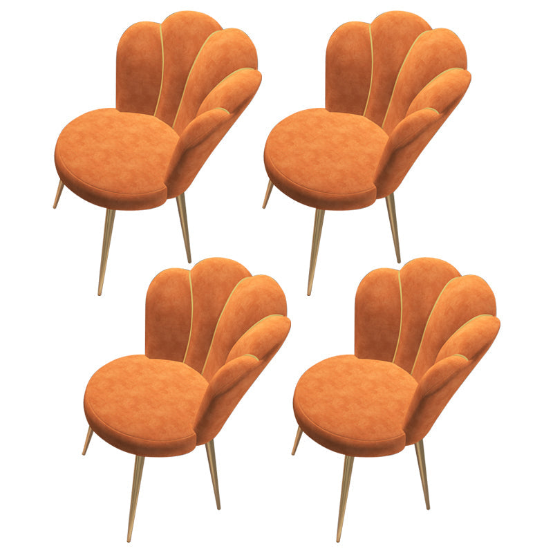Glam Metal Dining Armless Chair Velvet Side Chair for Restaurant (Set of 4) Orange Clearhalo ' kitchen&dining_furn' 'Dining Chairs' 'Dining Tables & Seating' 'dining_chair' 'furn' 'furn_dining_chair' 'Furniture' 'furniture_dining_chair' 'Kitchen & Dining Furniture' 'kitchen' 4104296
