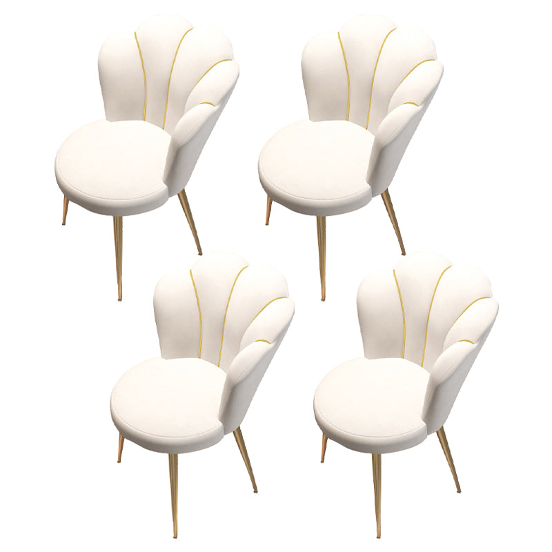 Glam Metal Dining Armless Chair Velvet Side Chair for Restaurant (Set of 4) Off-White Clearhalo ' kitchen&dining_furn' 'Dining Chairs' 'Dining Tables & Seating' 'dining_chair' 'furn' 'furn_dining_chair' 'Furniture' 'furniture_dining_chair' 'Kitchen & Dining Furniture' 'kitchen' 4104298