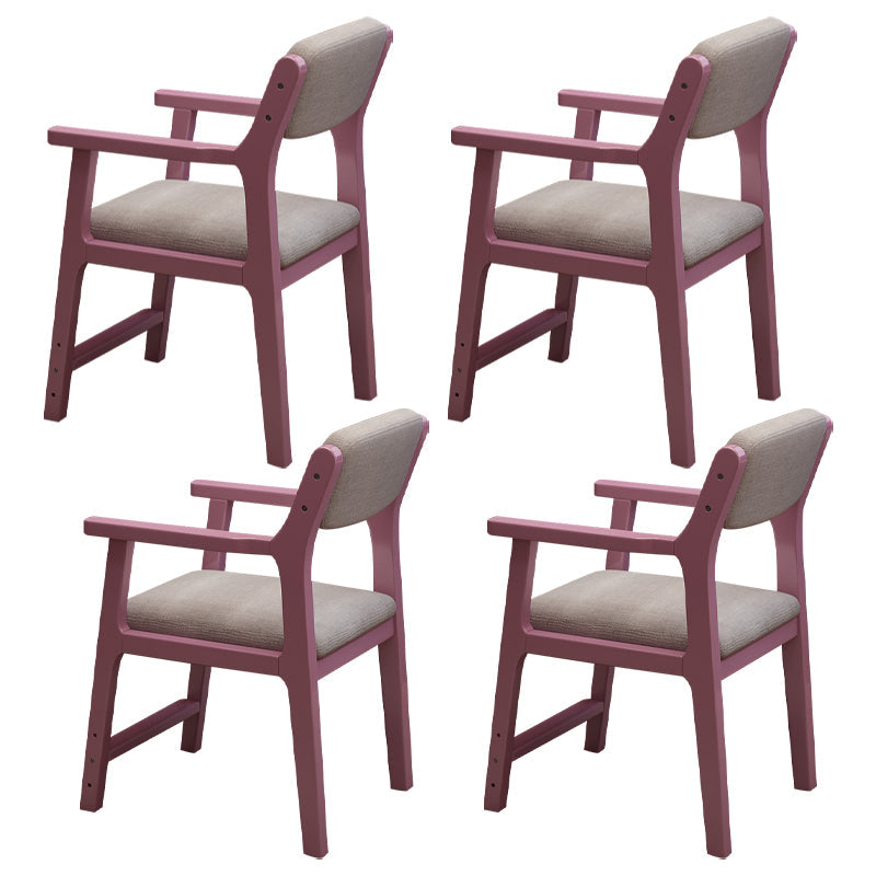 Contemporary Wood Dining Arm Chair Open Back Dining Side Chair for Home Use (Set of 4) Pink Clearhalo ' kitchen&dining_furn' 'Dining Chairs' 'Dining Tables & Seating' 'dining_chair' 'Furniture' 'furniture_dining_chair' 'Kitchen & Dining Furniture' 'kitchen' 4104306