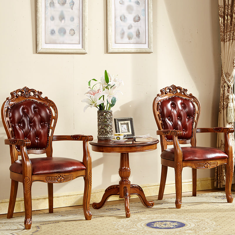 Traditional Solid Wood Dining Chair Leather Dining Arm Chair for Restaurant (Set of 2) Clearhalo ' kitchen&dining_furn' 'Dining Chairs' 'Dining Tables & Seating' 'dining_chair' 'furn' 'furn_dining_chair' 'Furniture' 'furniture_dining_chair' 'Kitchen & Dining Furniture' 'kitchen' 4104319