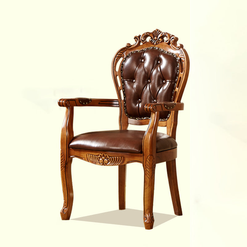 Traditional Solid Wood Dining Chair Leather Dining Arm Chair for Restaurant (Set of 2) Clearhalo ' kitchen&dining_furn' 'Dining Chairs' 'Dining Tables & Seating' 'dining_chair' 'furn' 'furn_dining_chair' 'Furniture' 'furniture_dining_chair' 'Kitchen & Dining Furniture' 'kitchen' 4104325