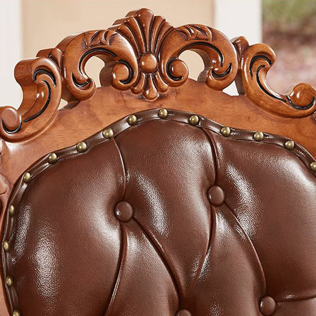 Traditional Solid Wood Dining Chair Leather Dining Arm Chair for Restaurant (Set of 2) Clearhalo ' kitchen&dining_furn' 'Dining Chairs' 'Dining Tables & Seating' 'dining_chair' 'furn' 'furn_dining_chair' 'Furniture' 'furniture_dining_chair' 'Kitchen & Dining Furniture' 'kitchen' 4104327